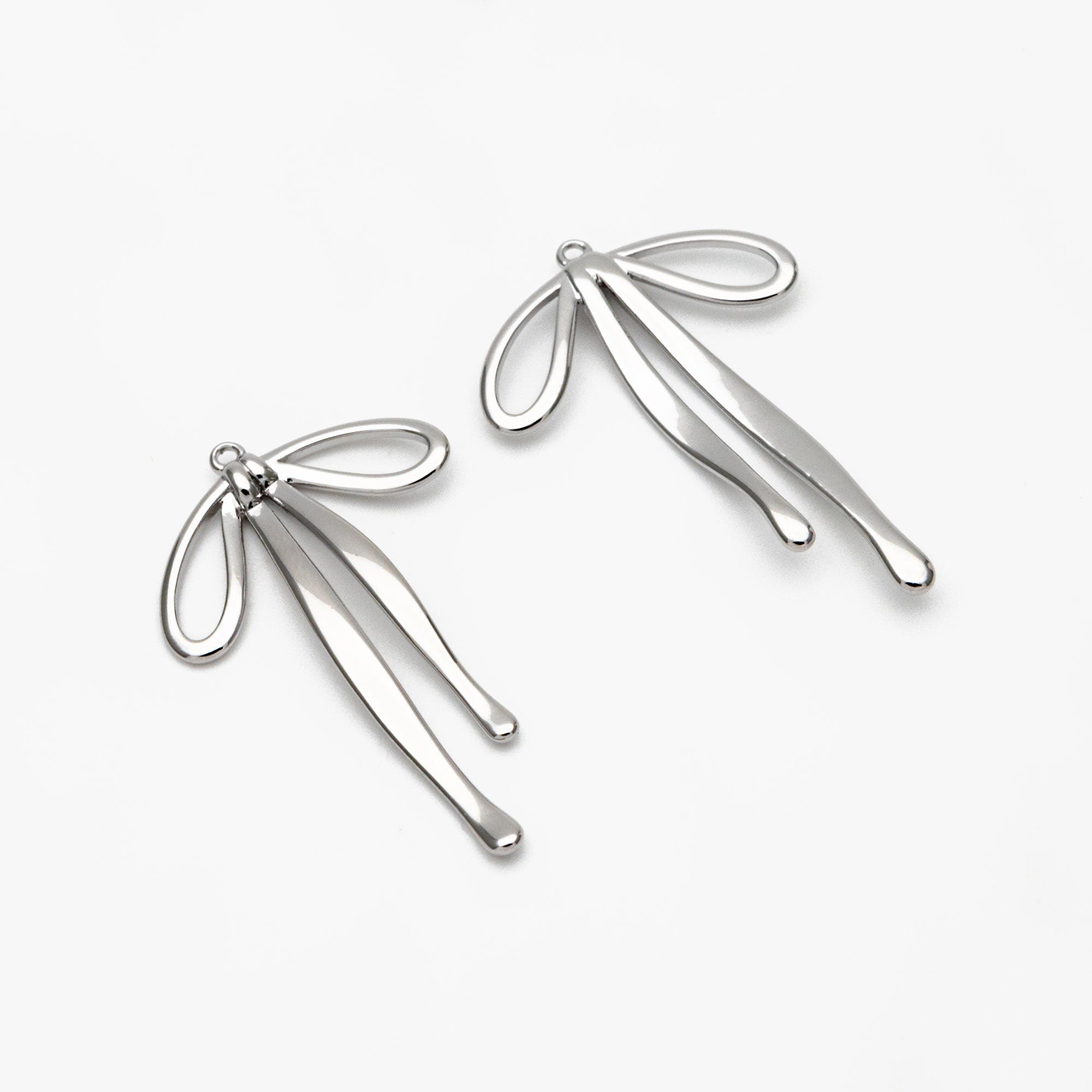 10pcs Gold/ Silver Bowknot Charms, 18K Gold/ Rhodium plated Brass Christmas Pendant (#GB-2745-F)